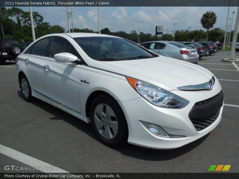 Porcelain White Pearl / Camel 2011 Hyundai Sonata Hybrid