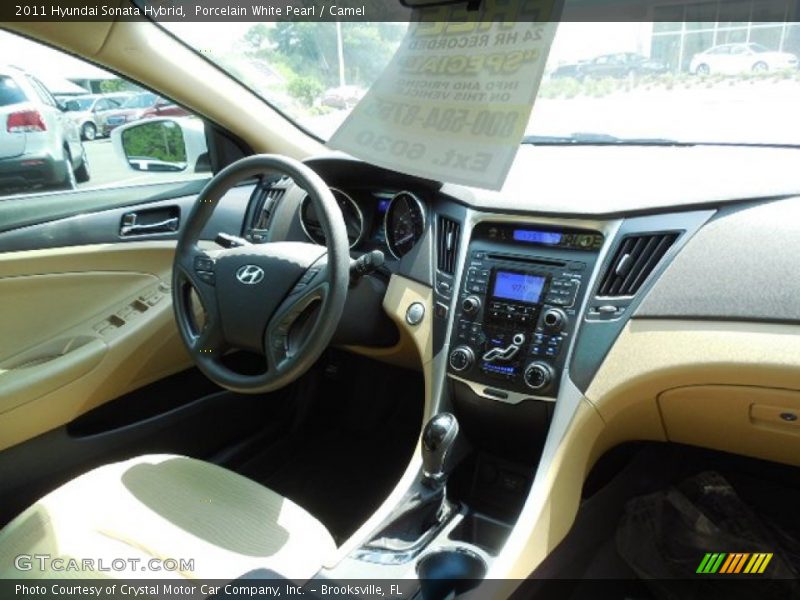 Porcelain White Pearl / Camel 2011 Hyundai Sonata Hybrid