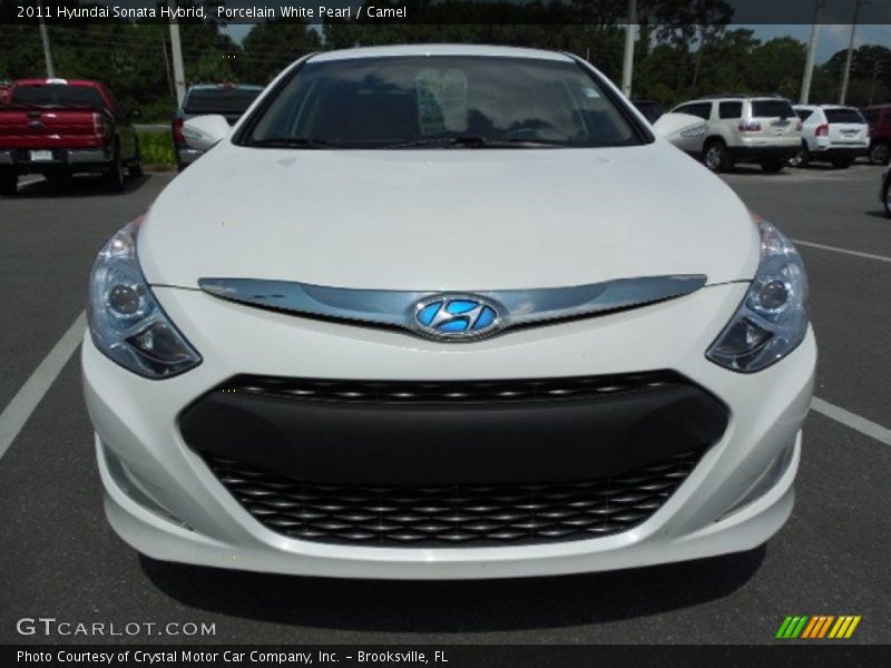 Porcelain White Pearl / Camel 2011 Hyundai Sonata Hybrid