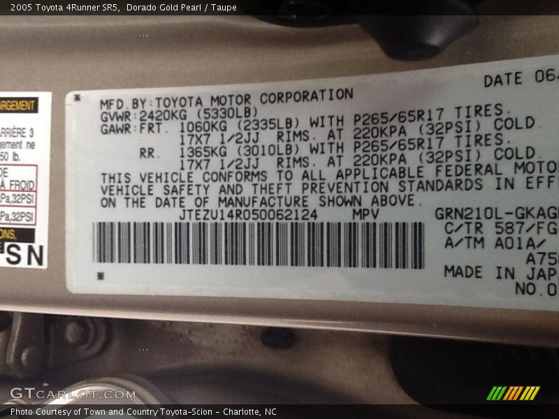 Dorado Gold Pearl / Taupe 2005 Toyota 4Runner SR5