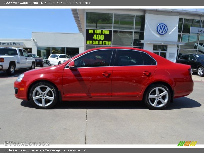 Salsa Red / Pure Beige 2009 Volkswagen Jetta TDI Sedan