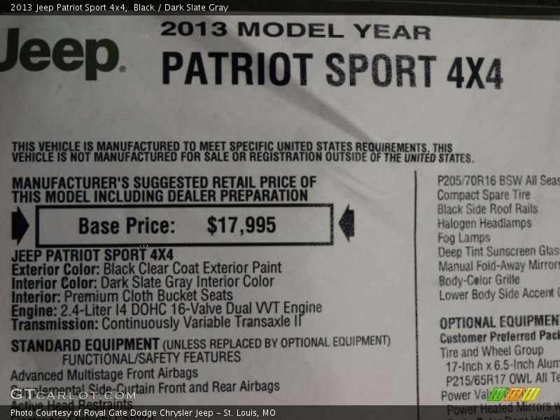 Black / Dark Slate Gray 2013 Jeep Patriot Sport 4x4