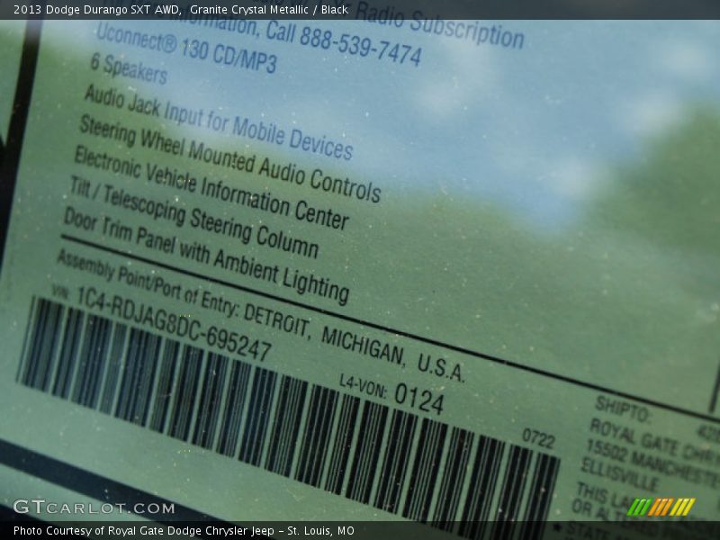 Granite Crystal Metallic / Black 2013 Dodge Durango SXT AWD