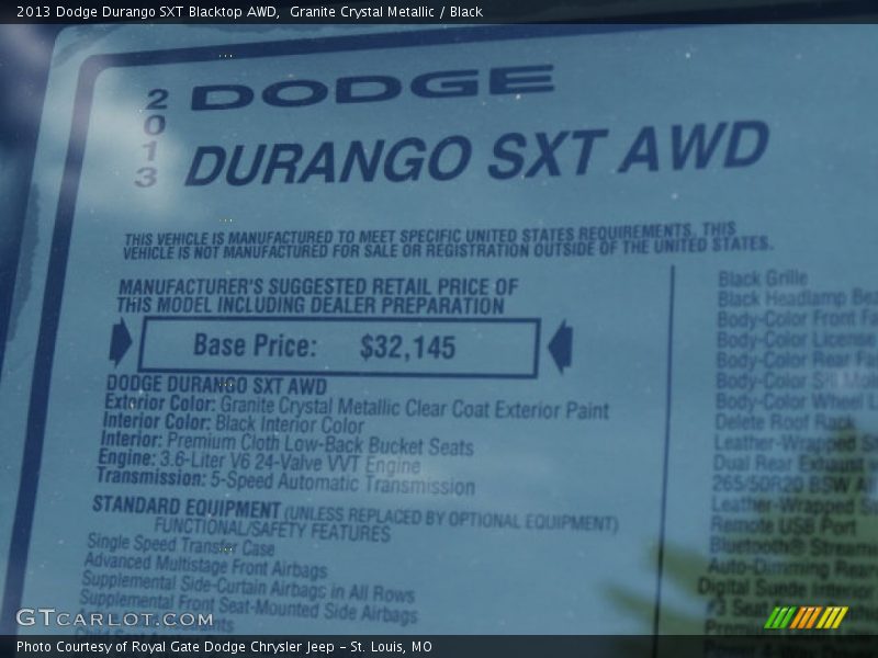 Granite Crystal Metallic / Black 2013 Dodge Durango SXT Blacktop AWD