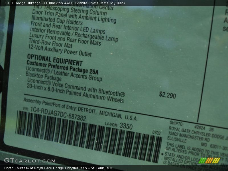 Granite Crystal Metallic / Black 2013 Dodge Durango SXT Blacktop AWD
