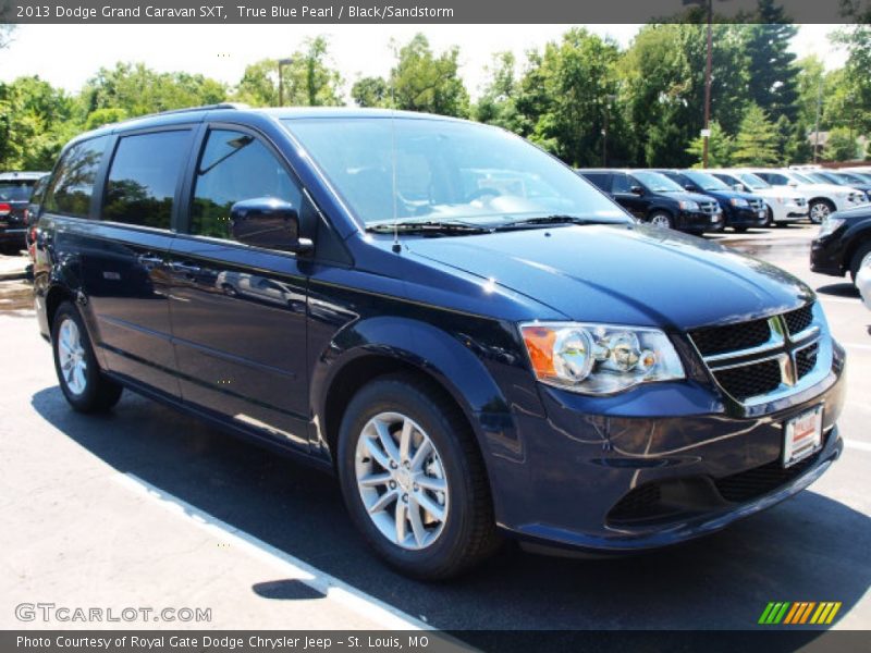 True Blue Pearl / Black/Sandstorm 2013 Dodge Grand Caravan SXT