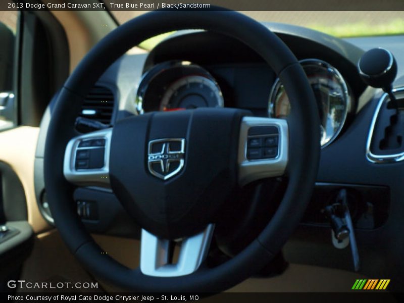 True Blue Pearl / Black/Sandstorm 2013 Dodge Grand Caravan SXT