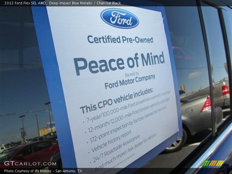 Deep Impact Blue Metallic / Charcoal Black 2013 Ford Flex SEL AWD