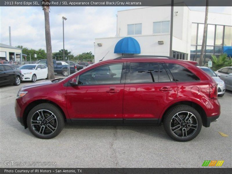 Ruby Red / SEL Appearance Charcoal Black/Gray Alcantara 2013 Ford Edge SEL