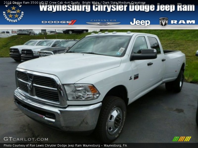 Bright White / Dark Slate/Medium Graystone 2012 Dodge Ram 3500 HD ST Crew Cab 4x4 Dually