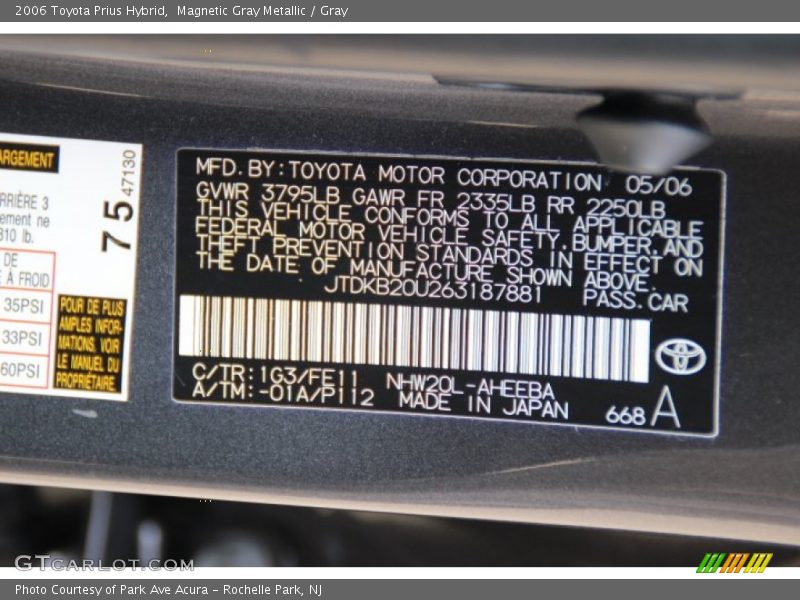Magnetic Gray Metallic / Gray 2006 Toyota Prius Hybrid