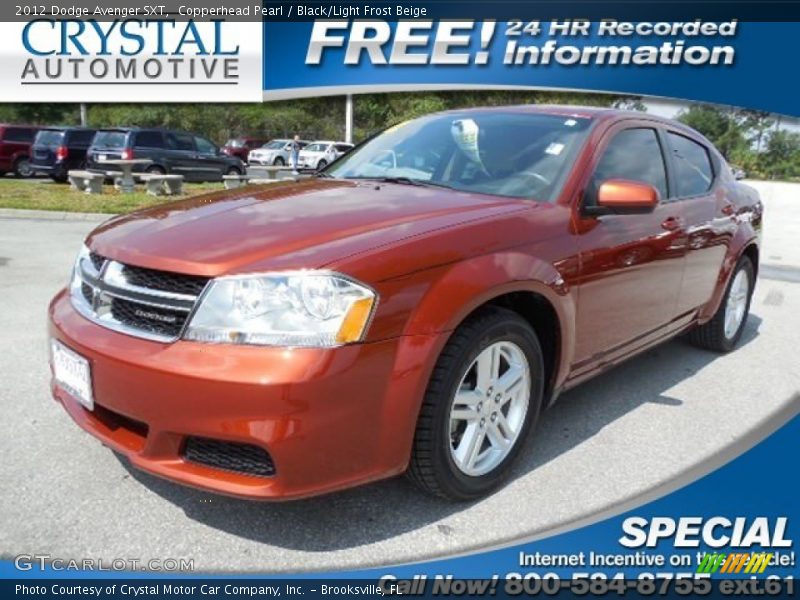 Copperhead Pearl / Black/Light Frost Beige 2012 Dodge Avenger SXT