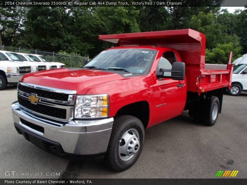 Front 3/4 View of 2014 Silverado 3500HD WT Regular Cab 4x4 Dump Truck