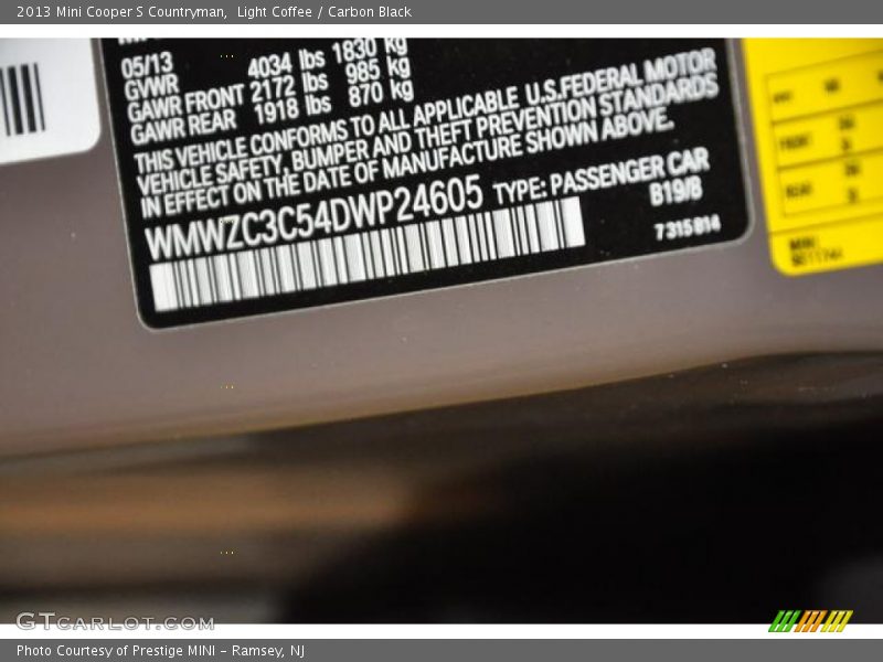 Light Coffee / Carbon Black 2013 Mini Cooper S Countryman