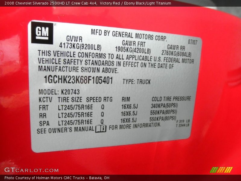 Victory Red / Ebony Black/Light Titanium 2008 Chevrolet Silverado 2500HD LT Crew Cab 4x4