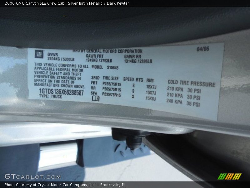 Silver Birch Metallic / Dark Pewter 2006 GMC Canyon SLE Crew Cab