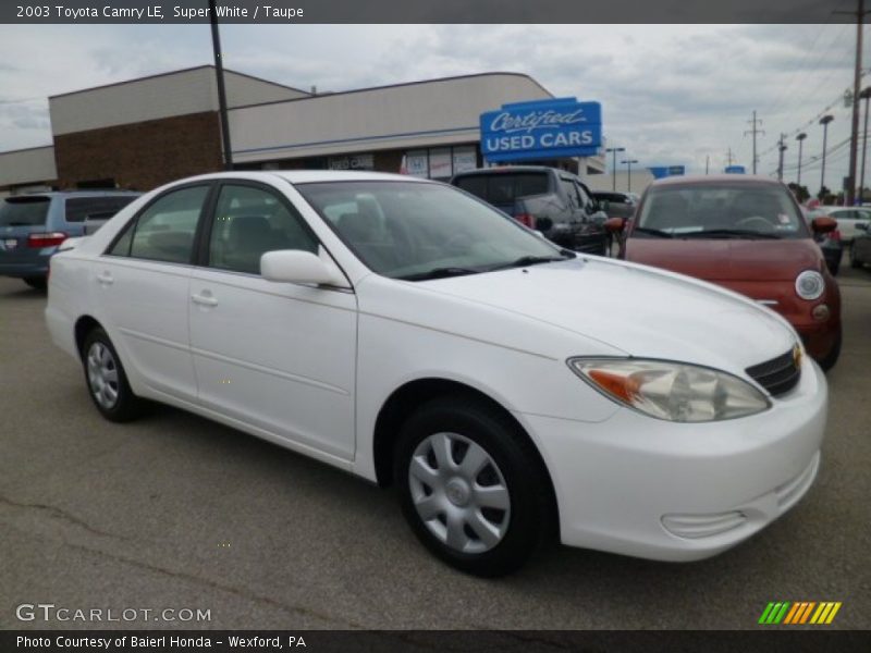 Super White / Taupe 2003 Toyota Camry LE