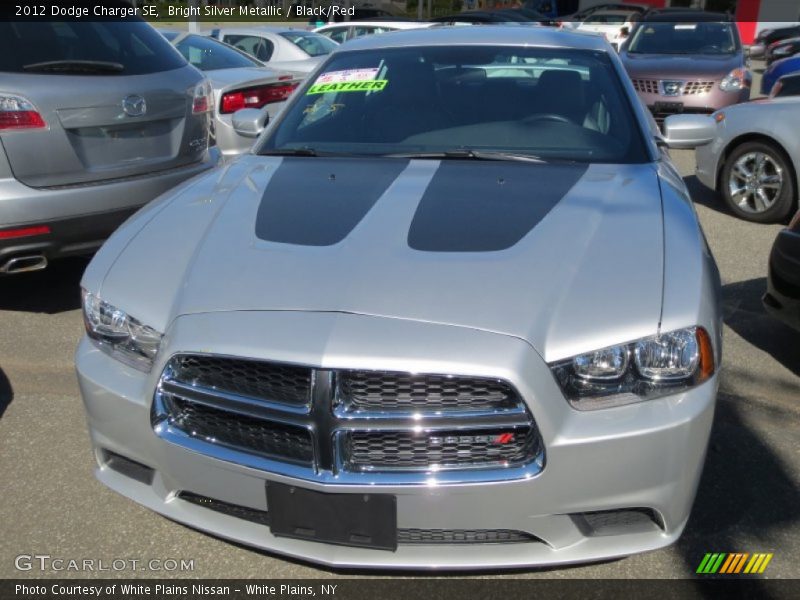 Bright Silver Metallic / Black/Red 2012 Dodge Charger SE