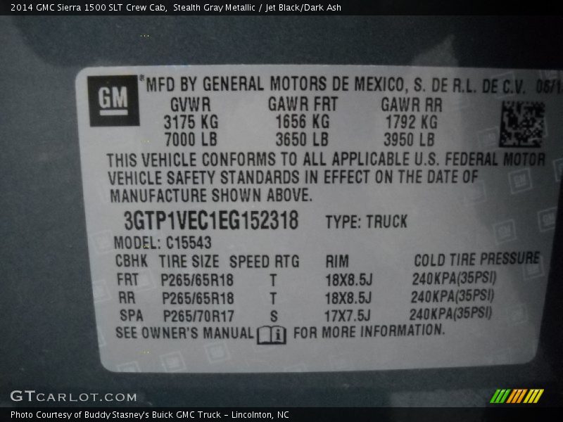 Stealth Gray Metallic / Jet Black/Dark Ash 2014 GMC Sierra 1500 SLT Crew Cab