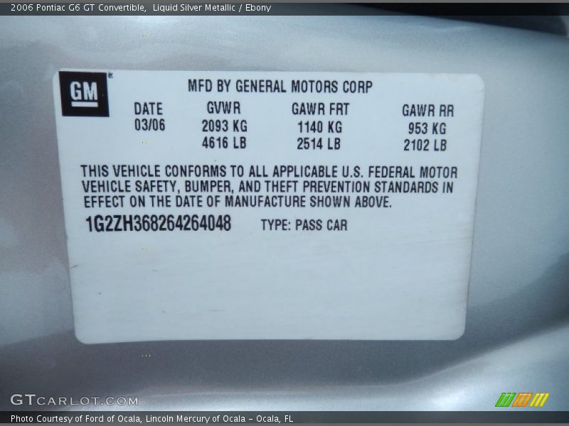 Liquid Silver Metallic / Ebony 2006 Pontiac G6 GT Convertible