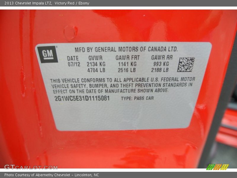 Victory Red / Ebony 2013 Chevrolet Impala LTZ