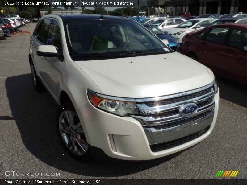 White Platinum Tri-Coat / Medium Light Stone 2013 Ford Edge Limited