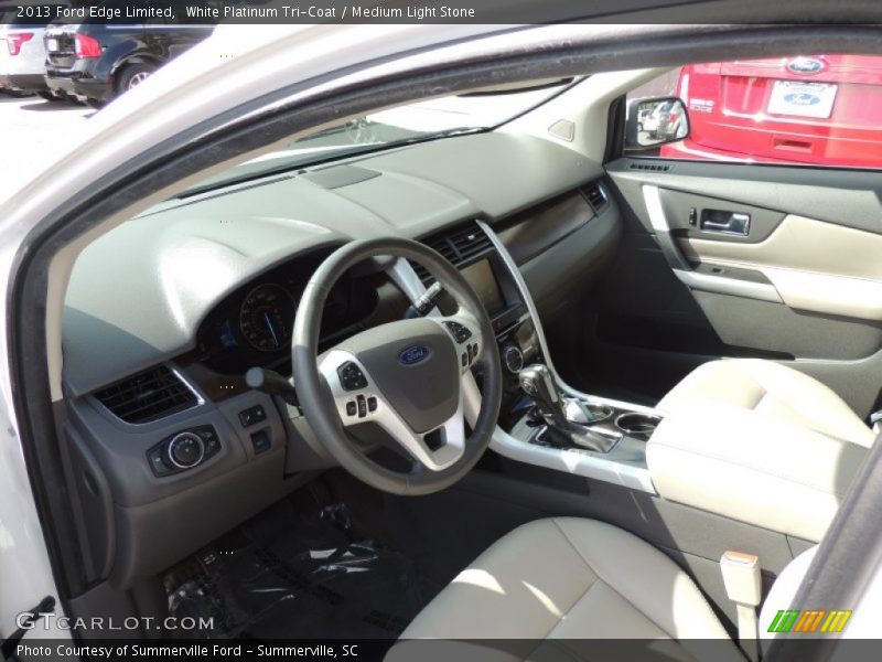 White Platinum Tri-Coat / Medium Light Stone 2013 Ford Edge Limited