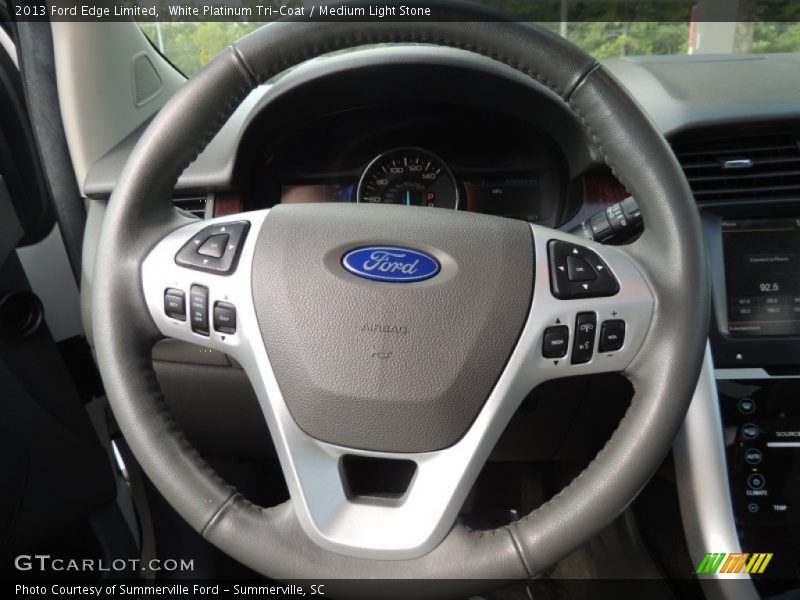 White Platinum Tri-Coat / Medium Light Stone 2013 Ford Edge Limited