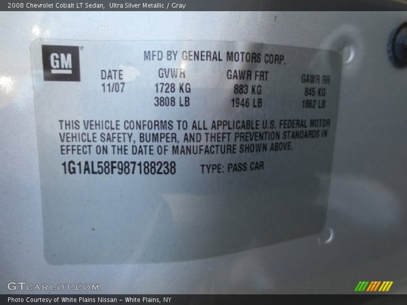 Ultra Silver Metallic / Gray 2008 Chevrolet Cobalt LT Sedan