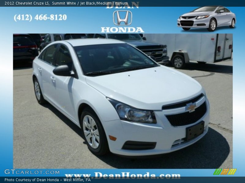 Summit White / Jet Black/Medium Titanium 2012 Chevrolet Cruze LS