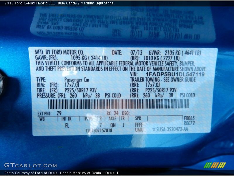 Blue Candy / Medium Light Stone 2013 Ford C-Max Hybrid SEL