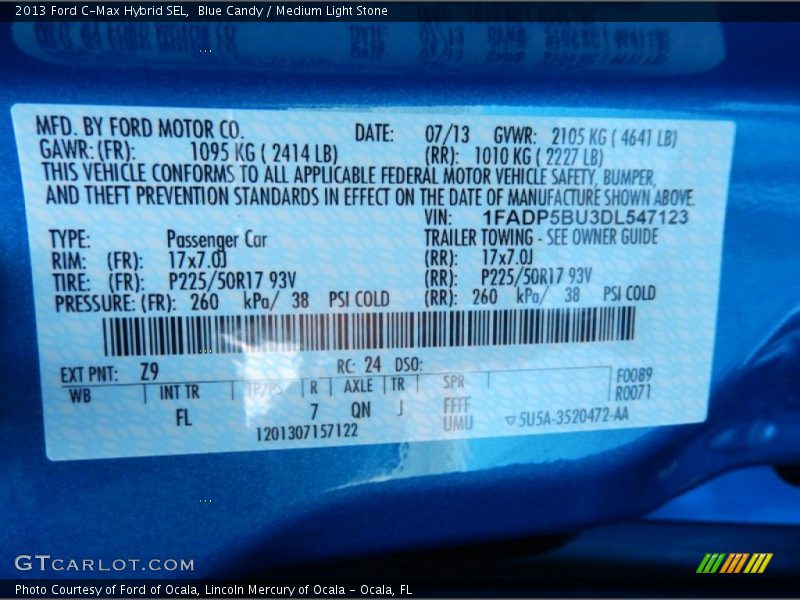 Blue Candy / Medium Light Stone 2013 Ford C-Max Hybrid SEL