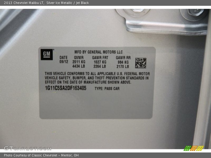 Silver Ice Metallic / Jet Black 2013 Chevrolet Malibu LT