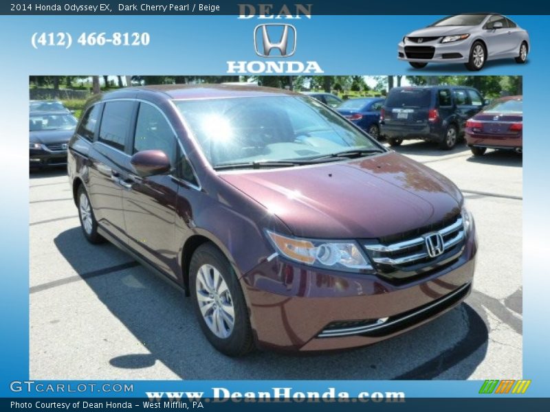Dark Cherry Pearl / Beige 2014 Honda Odyssey EX