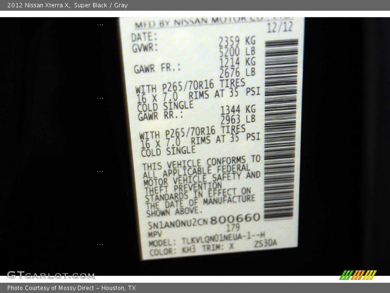 Super Black / Gray 2012 Nissan Xterra X