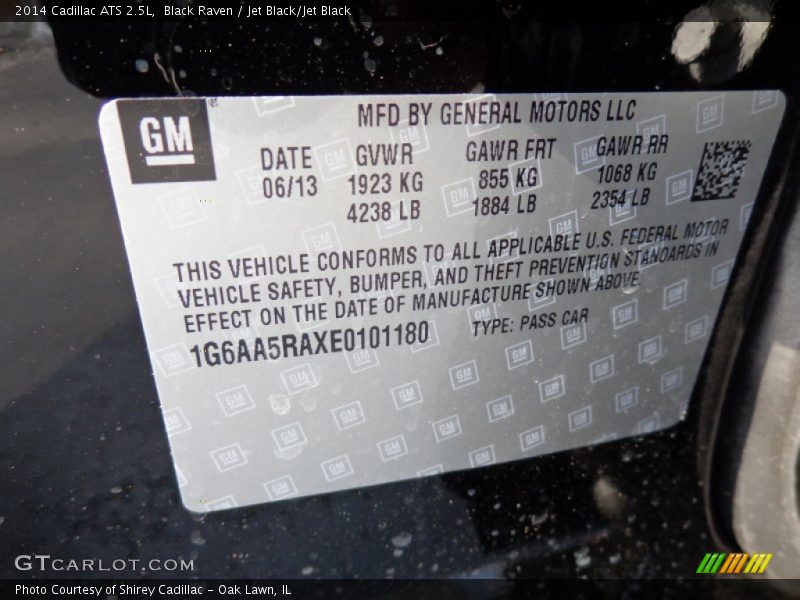 Info Tag of 2014 ATS 2.5L
