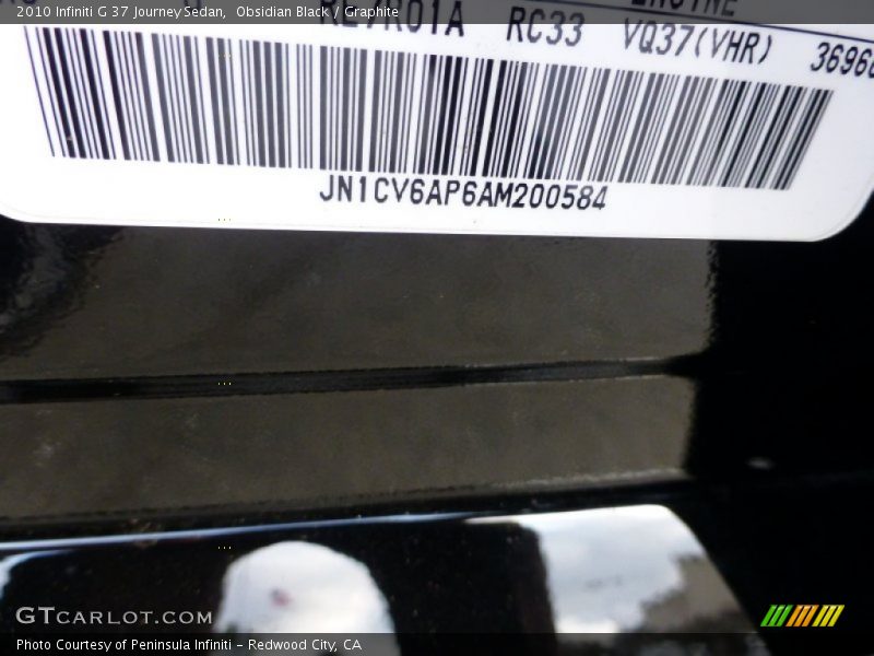 Obsidian Black / Graphite 2010 Infiniti G 37 Journey Sedan