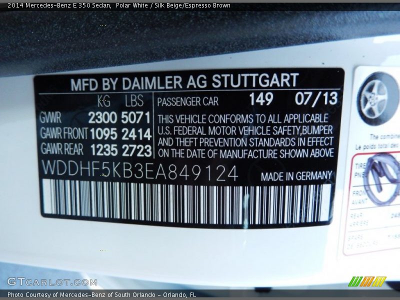 Polar White / Silk Beige/Espresso Brown 2014 Mercedes-Benz E 350 Sedan