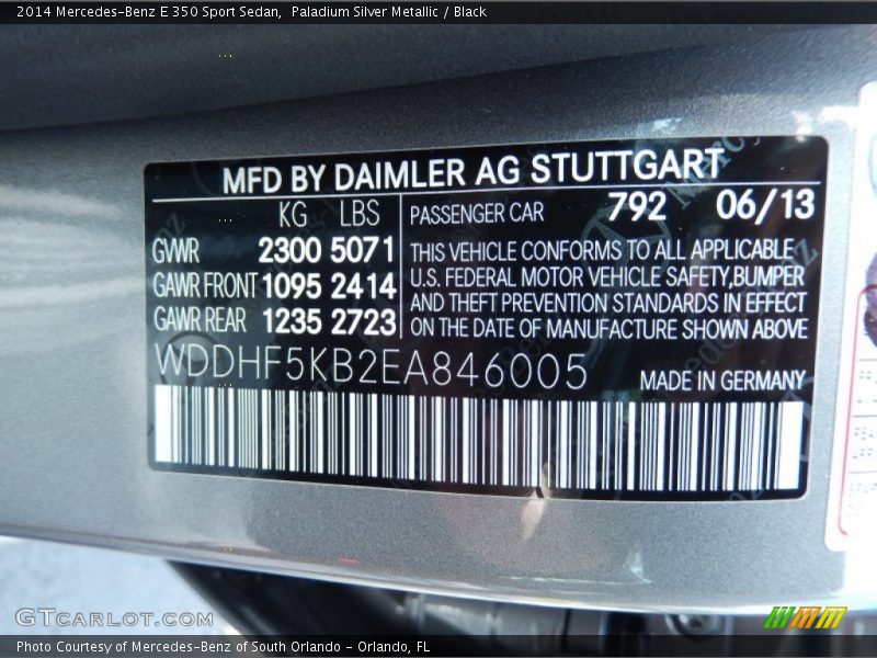 Paladium Silver Metallic / Black 2014 Mercedes-Benz E 350 Sport Sedan