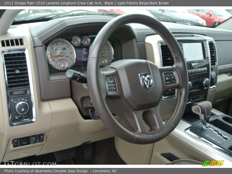 Black / Light Pebble Beige/Bark Brown 2012 Dodge Ram 1500 Laramie Longhorn Crew Cab 4x4