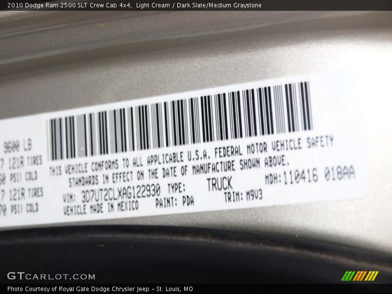 Light Cream / Dark Slate/Medium Graystone 2010 Dodge Ram 2500 SLT Crew Cab 4x4