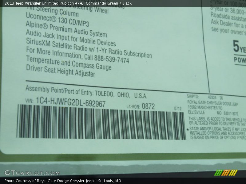 Commando Green / Black 2013 Jeep Wrangler Unlimited Rubicon 4x4