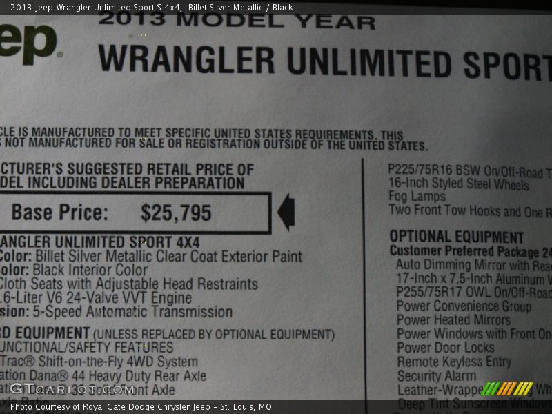 Billet Silver Metallic / Black 2013 Jeep Wrangler Unlimited Sport S 4x4