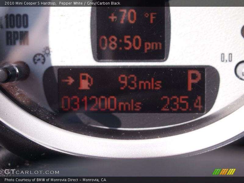 Pepper White / Grey/Carbon Black 2010 Mini Cooper S Hardtop