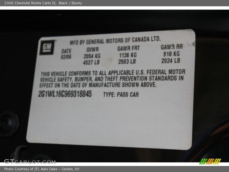 Black / Ebony 2006 Chevrolet Monte Carlo SS