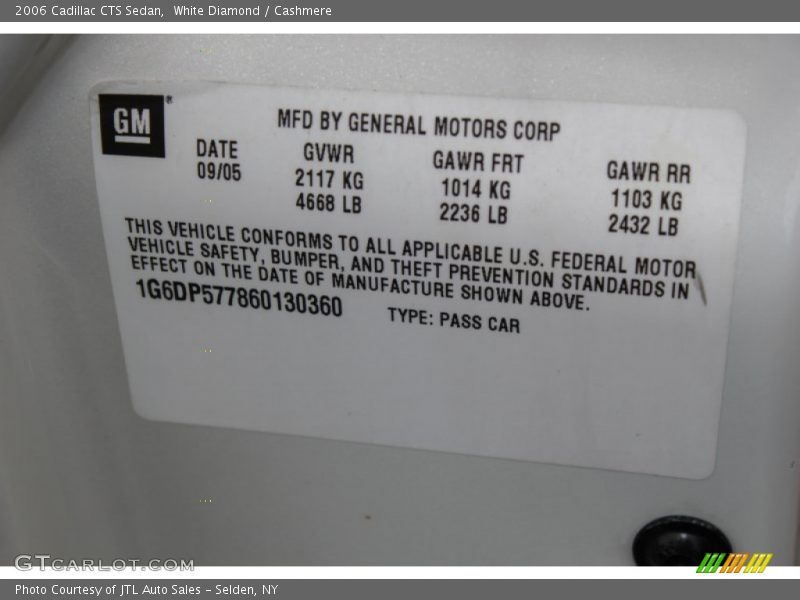 White Diamond / Cashmere 2006 Cadillac CTS Sedan