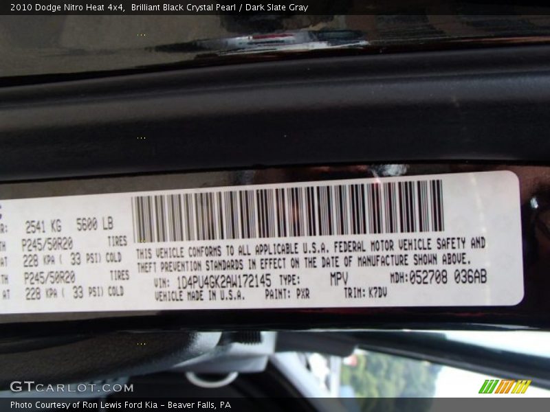 Brilliant Black Crystal Pearl / Dark Slate Gray 2010 Dodge Nitro Heat 4x4