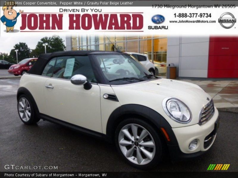 Pepper White / Gravity Polar Beige Leather 2011 Mini Cooper Convertible