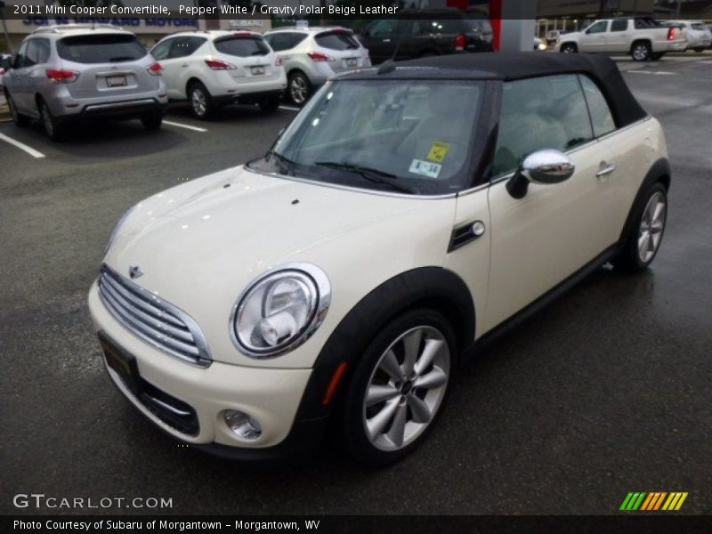Pepper White / Gravity Polar Beige Leather 2011 Mini Cooper Convertible