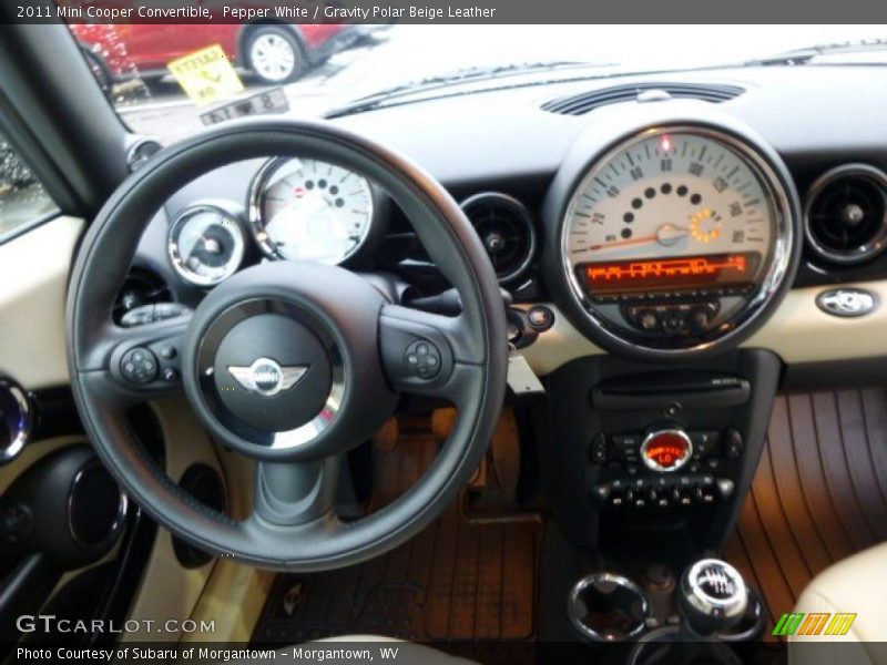 Pepper White / Gravity Polar Beige Leather 2011 Mini Cooper Convertible